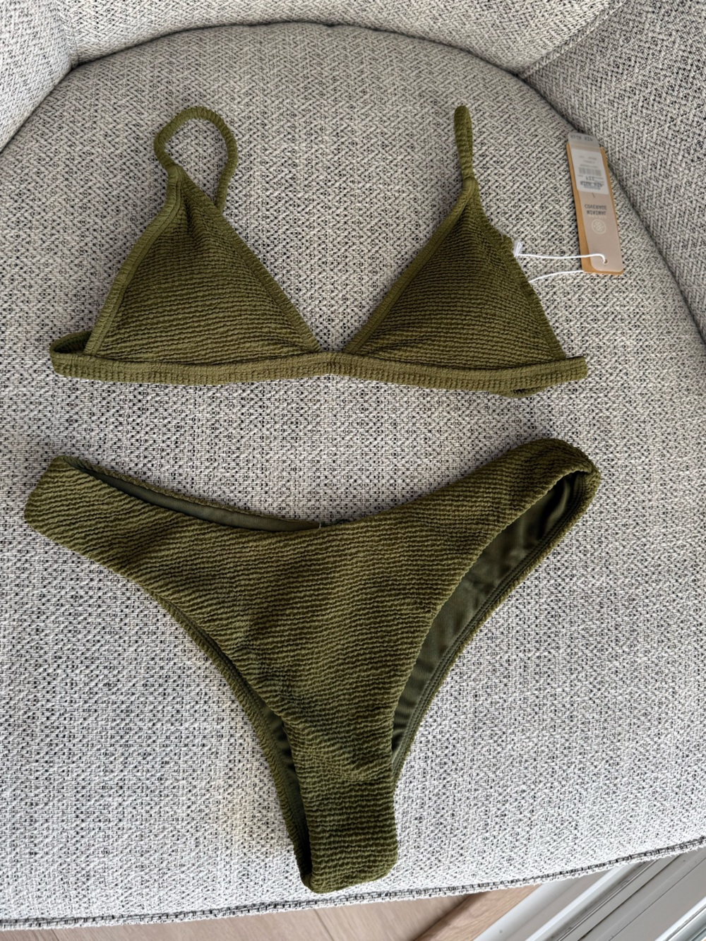 Bikini - Green Ribbed Bikini Set - Picture 4 of 13